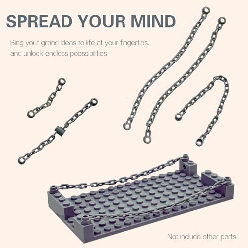 Taken All MOC Building Block Chain Links Accessories Chain Rope with End Studs Bricks Bulk Parts DIY Construction Toys Compatible with Major Brand for Kids 6Y+ (Dark Gray) - Image 5