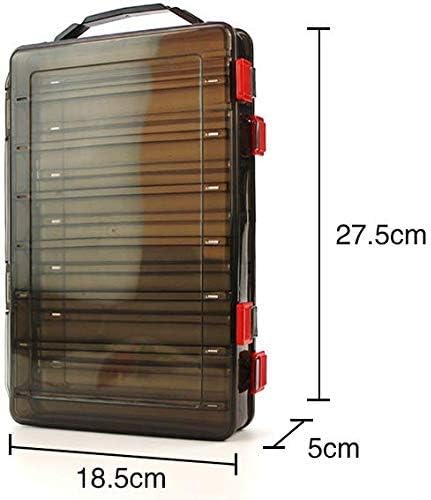Double-Sided Fishing Lure Hook Tackle Box Visible Hard Plastic Clear Fishing Lure Bait Squid Jig Minnows Hooks Accessory Storage Case Container (Brown 14 Slots) - Image 3