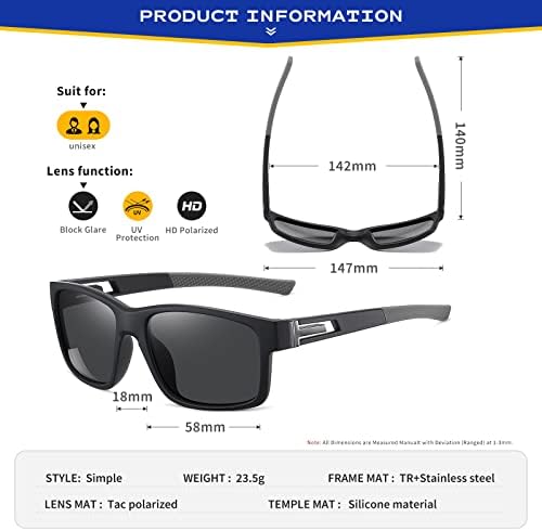 suoso Polarized Sports Sunglasses for Men: UV400 Protection Glasses Wrap Around Goggles for Driving Fishing - Image 5