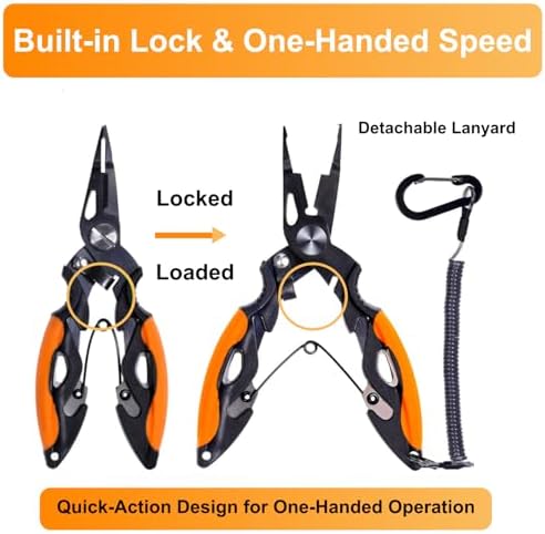Titanium Coated Micro Fishing Pliers Precision Split Ring Pliers for Ultralight Fishing with Storage Pouch & Lanyard Orange - Image 6