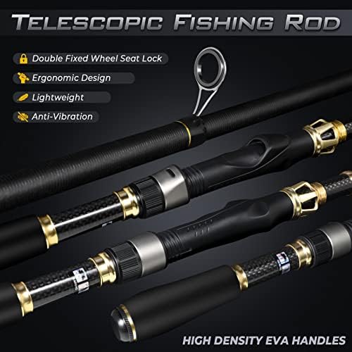 PLUSINNO Fishing Rod and Reel Combo, Telescopic Fishing Pole Kit with Spinning Reel, Tackle Box, Fishing Lures and Travel Carrying Bag, Fishing Gear Gifts for Men - Image 2