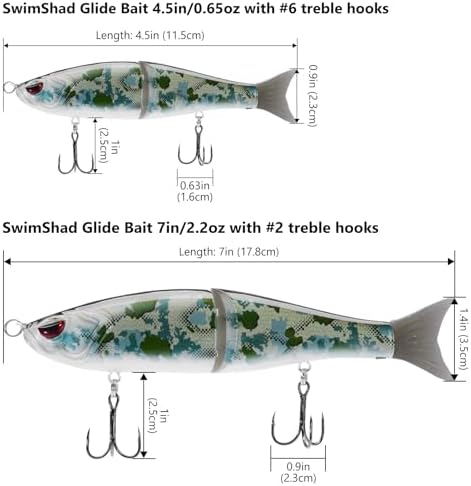 Bassdash SwimShad Glide Baits Jointed Swimbait Bass Pike Salmon Trout Muskie Fishing Lure - Image 2