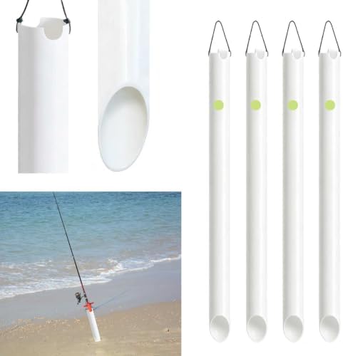 4 Pack 27in Tubular Sand Spikes for Surf Fishing PVC Surf Shore and Beach Fishing Rod Holder Sand Spike for Beaches, Rivers and Sandy Beaches with Grooves by Unknown