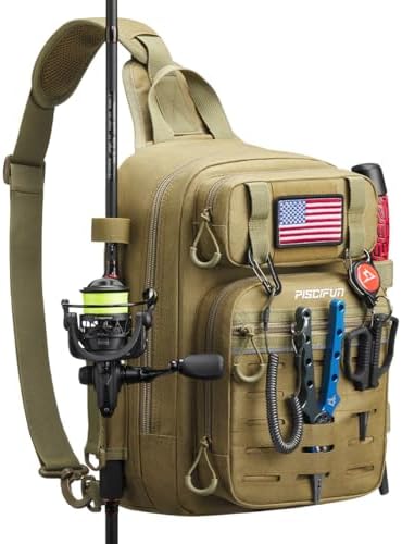 Piscifun Fishing Backpack Tackle Bag, MOLLE & 2 Rod Holders, Multi Storage by Piscifun