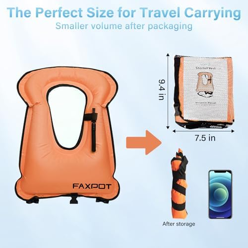Snorkel Vest, Adults Portable Kayaking Buoyancy Inflatable Swim Vest Jackets, Diving Surfing Adjustable Snorkeling Vest Swimming Jacket for Outdoor Water Sports Fun Safety - Image 5