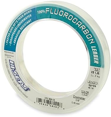 HI-SEAS 100% FLUOROCARBON Fishing LINE Leader - Clear Invisible Leader UNDETECTABLE to Fish, Fast Sinking 6LB-400LB by Hi-Seas