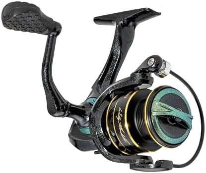 Lew’s Wally Marshall Signature Series Spinning Fishing Reel, 5+1 Bearings, Graphite Frame and Rotor, Interchangeable Retrieve, Green/Gold by Lews