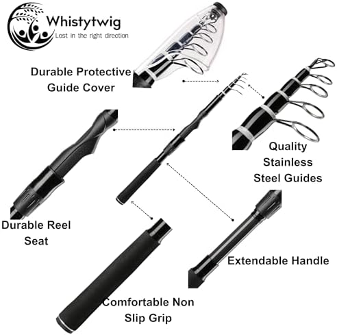 Whistytwig Carbon Fiber Telescopic Fishing Rod - Portable Collapsible Design for Travel and Adventure - Versatile Saltwater and Freshwater Fishing Pole - Image 4