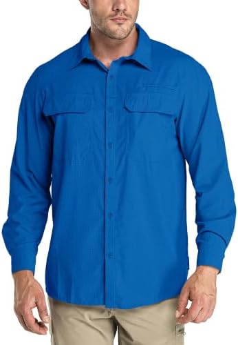 33,000ft Men's Long Sleeve Sun Protection Shirt UPF 50+ UV Quick Dry Cooling Fishing Shirts for Travel Safari Camping Hiking by 33000ft