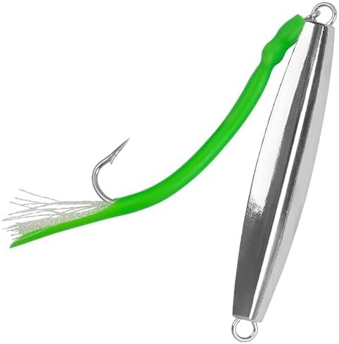 Diamond Jigs Saltwater Fishing Lures,Casting Jigging Spoon with Split Tube Tail Stainless Steel Hook Metal Jig Spoon Baits for Deep Sea Offshore Surf Fishing Bottom Sinking by JOGFFDE