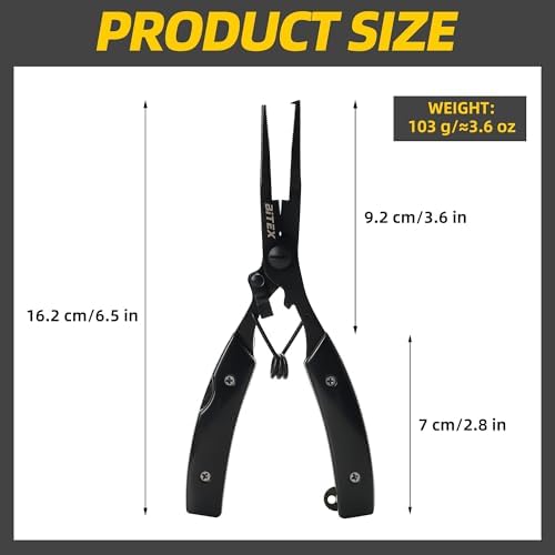 BiteX Fishing Pliers with Split Ring Tip and Braid Cutter, Saltwater - Image 6