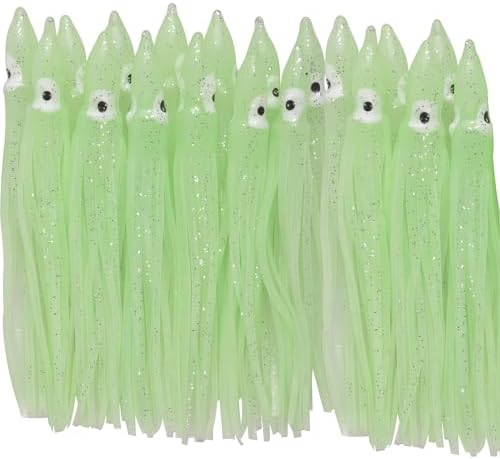 20pcs/40pcs Octopus Skirts Saltwater Soft Plastic Lure Fishing Squid Silicone Lure Bait Glow Trolling Fishing Lure Bass Fishing Tackle Accessories 2.75"/3.54"/4.33" by VATEICO