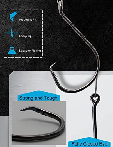 Circle Hooks Rigs Saltwater Steel Leader Wire, 25pcs Heavy Duty Circle Hook with Leader Wire Bass Catfish Fishing Lure Rig - Image 4