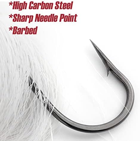 Dr.Fish 3 Pack Bucktail Jig Lure Hair Jig Saltwater Freshwater Lures Surf Fishing Bass Flounder Striper Bluefish Halibut Redfish - Image 4