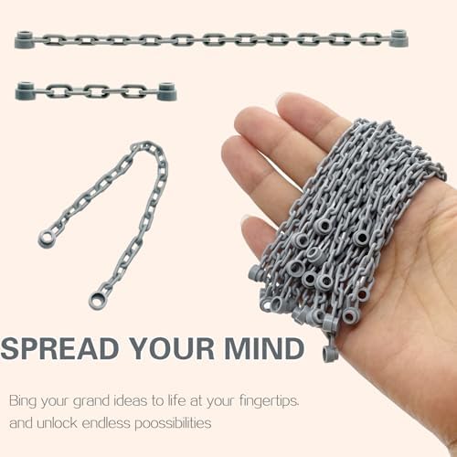 Taken All MOC Building Block Chain Links Accessories Chain Rope with End Studs Bricks Bulk Parts DIY Construction Toys Compatible with Major Brand for Kids 6Y+ (Light Gray) - Image 5
