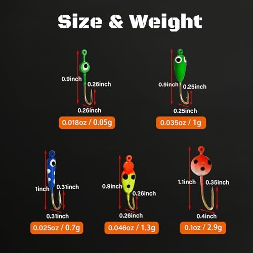 Ice Fishing Jigs Luminous Ice Fishing Lures Glowing Jig Gear Winter Fishing Jigging for Crappie Pike Panfish Walleye Perch Bluegill 6pcs/20pcs - Image 3