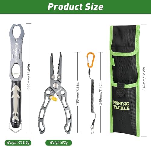 Fishing Pliers,Fish Lip Gripper & Scale Combo - Saltwater Resistant Fishing Tools Kit,Multitool Hook Remover and Split Ring Pliers with Sheath,Fishing Gear,Fishing Gifts for Men - Image 3