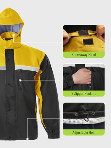 Men's Rain Suit High Visibility Reflective Work Rain Jacket Pants for All Sport Farm Fishing Motorcycle - Image 5