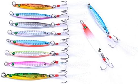 Aorace 10pcs Hard Metal Jigs Diving Sea Fishing Lures Minnow Popper Baits Tackle Crankbait Saltwater Freshwater Lures with Feather - Image 4
