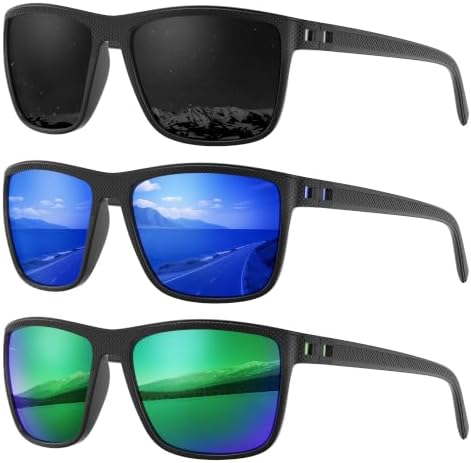 Fanshen Square Polarized Sunglasses for Men, 3 Pack Lightweight UV Protection Sun Glasses for Driving Fishing Golf by Unknown