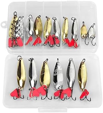 DONQL Spoon Fishing Lures 16pcs Small Fishing Spoons Metal Hard Baits Set by DONQL