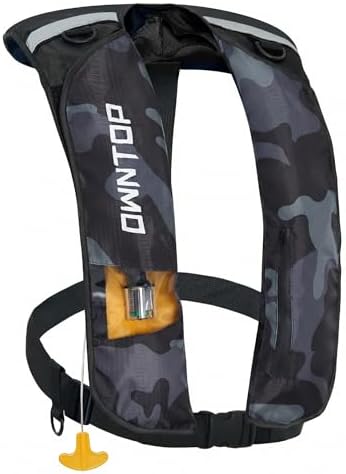 Owntop Automatic/Manual Inflatable Swim Jacket, Manual Convertible & Highly Visible, Storage Pocket with Zipper, 24g CO2 Cylinder Included, Low Profile for Kayak, Fishing, Paddle Sports by Owntop
