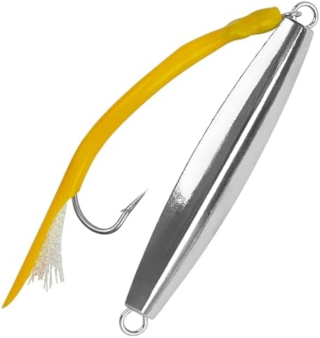 Diamond Jigs Saltwater Fishing Lures, 1-10oz Metal Jigging Spoon Baits for Surf Fishing Striped Bass Flat Metal Jig for Surf Fishing Bottom Sinking Bouncing Deep Sea Ocean Tackle by OROOTL