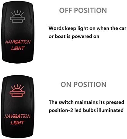 12V 24V Dual RED Led Navigation Light Rocker Switch with Jumper Wires 5 PIN ON-Off Waterproof Toggle Switch for Boat Marine Yacht Ship IP66 - Image 4