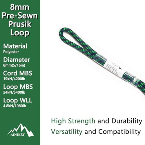 8mm (5/16") Sewn Prusik Loop 18 Inches / 24 Inches - Ideal for Arborist, Firefighting, Rigging, and Rescue Gear Black | 18 inch | Pack of 3 - Image 3