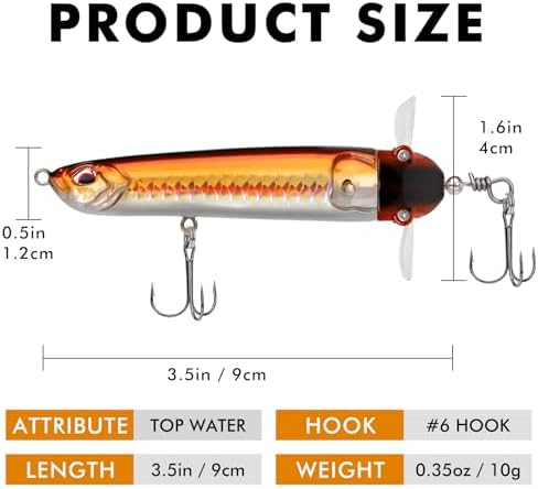 TRUSCEND Top Water Fishing Lures with BKK Hooks, Easy Catch Plopper Lure for Freshwater or Saltwater, Floating Lures for Bass, Pike, Catfish, Surface Wobble PoPobait Bass Baits Fishing Gifts for Men - Image 6