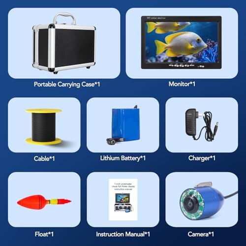 Underwater Fishing Camera, 7 inch LCD Monitor Portable Fish Finder - Image 6