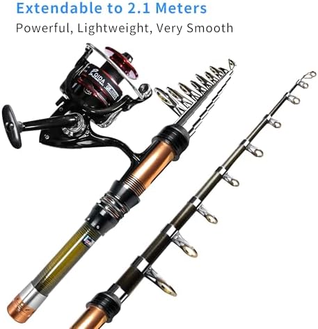 Fishing Pole Kit, Carbon Fiber Telescopic Fishing Rod and Reel Combo with Spinning Reel, Line, Bionic Bait, Hooks and Carrier Bag, Fishing Gear Set for Beginner Adults - Image 4