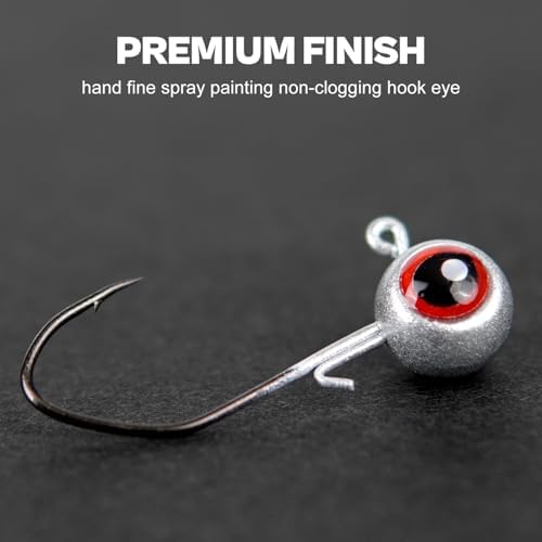 40-Pack Crappie Jig Heads for Fishing - 5 Colors Kit for Panfish, Walleye, Bass 1/32, 1/16, 1/8oz - Image 2