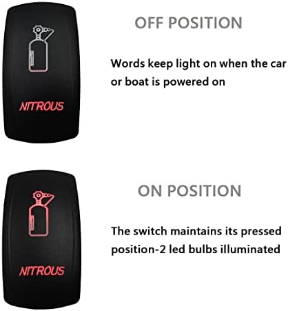 12V 24V Dual RED Led Nitrous Rocker Switch with Jumper Wires 5 PIN ON-Off Laser Etched Switches for Car Automotive Truck ATV SUV UTV SXS Dash Replace Switch - Image 5