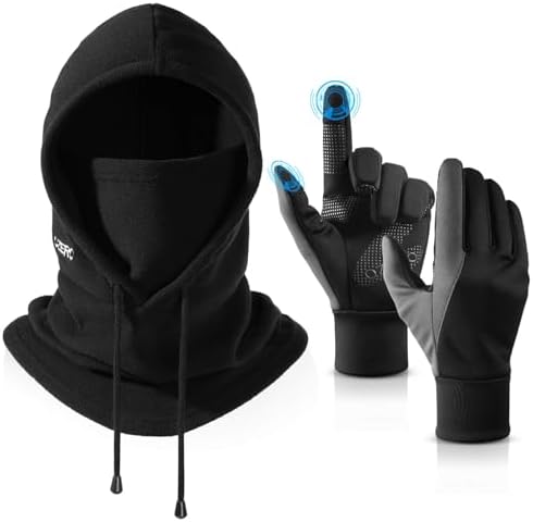 OZERO Winter Balaclava Gloves Set: Windproof Ski Mask Balaclava & Gloves by OZERO%C2%AE