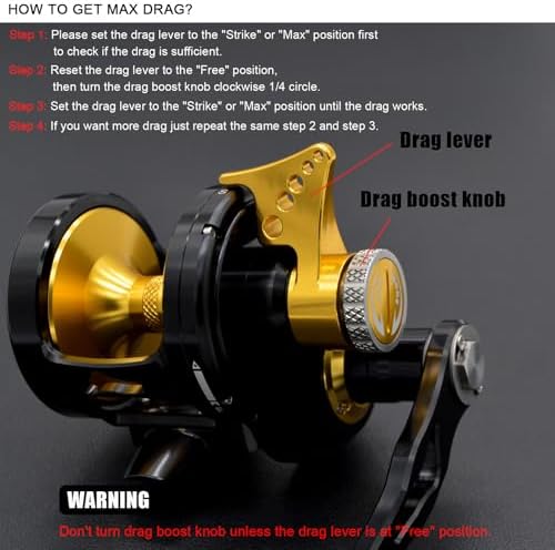 Savage Jaws Conventional Lever Drag Fishing Reel, 6.3:1 Gear Ratio, 9+2 Bearings, Carbon Fiber Drag, Stainless Steel Main Shaft & Gear, One-Piece Aluminum Frame and Braid-Ready Spool - Image 3