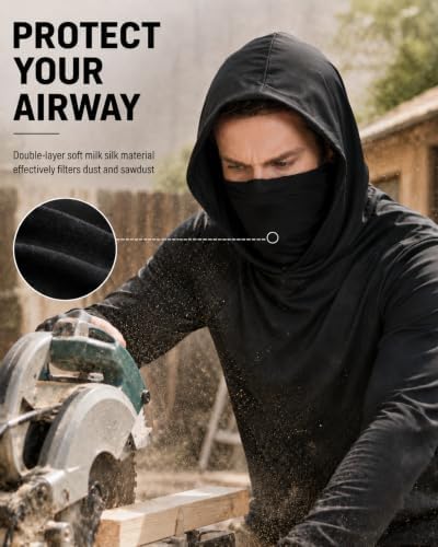 3/6 Packs Mens Sun Protection Fishing Hoodie with Face Mask - Image 4