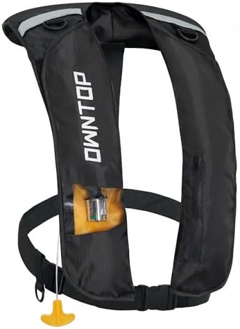 Owntop Automatic/Manual Inflatable Swim Jacket, Manual Convertible & Highly Visible, Storage Pocket with Zipper, 24g CO2 Cylinder Included, Low Profile for Kayak, Fishing, Paddle Sports by Owntop