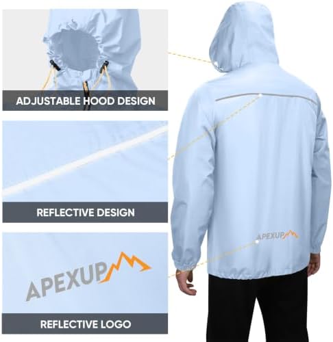 APEXUP Packable Rain Jacket Men Waterproof Lightweight Raincoat with Hood - Image 3