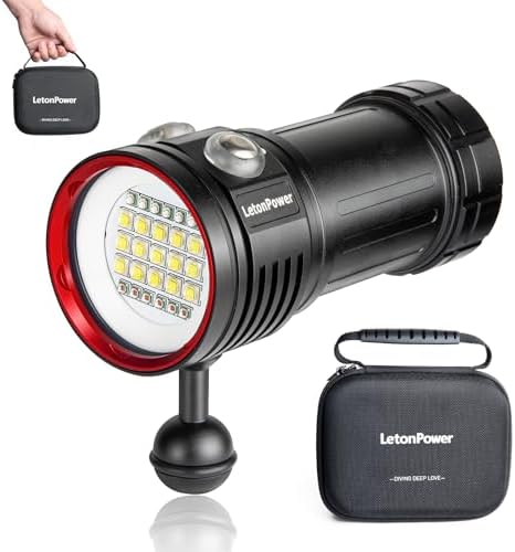 L15 10000 Lumens Underwater Video Light - 100m (330ft) Waterproof Dive Video Light with USB-C Charging, Professional Floodlight for Scuba Diving, Snorkeling & Underwater Photography by LetonPower