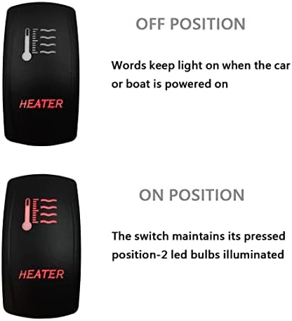 12V 24V Dual RED Led Heater Rocker Switch with Wires 5 PIN ON-Off Toggle Switch for Car Boat Tractor Trailer Van Side by Side Dash - Image 5
