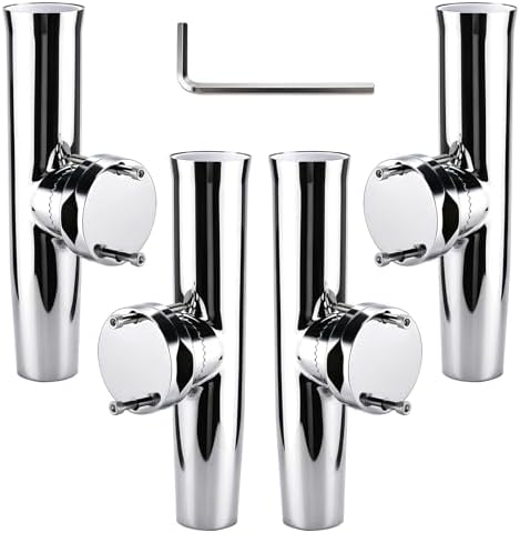 NovelBee 4 Pack Fishing Rod Holders for Boat,Clamp on Rail for 1-1/4" to 2" by NovelBee