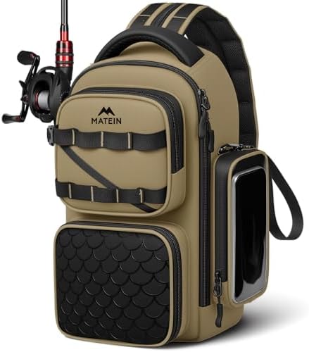 MATEIN Fishing Sling Bag with Phone Pouch, 3600 Tackle Box Backpack by MATEIN