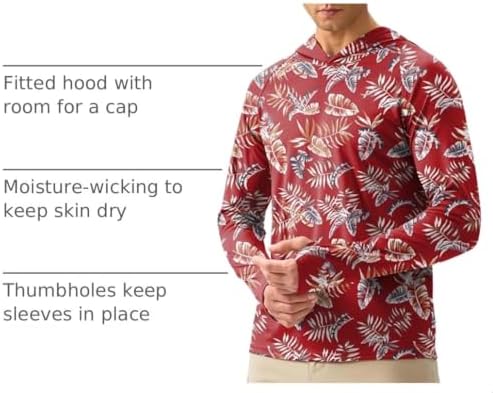 Pudolla Men's Sun Protection Hoodie Shirts UPF 50+ Fishing Hiking Shirt - Image 4