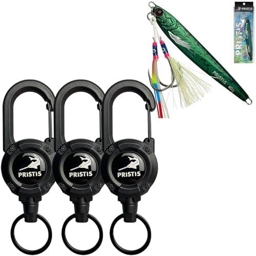 Pristis Convenient Fishing Gear Combination, 1.4 oz Saltwater Fishing Jigs & 3 Pack Heavy Duty Zinger Retractors, A Neat Option for Angler by Pristis