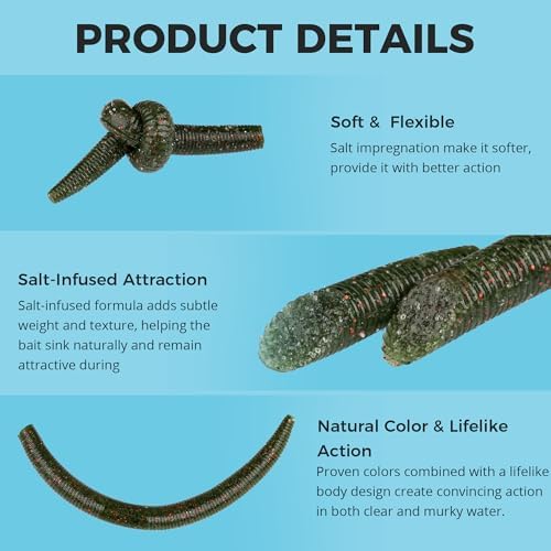4"/5" Senko Worms Kit, Salt Impregnated Soft Plastic Lures - Image 3