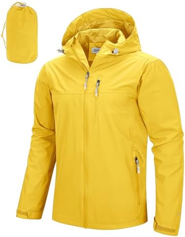 33,000ft Men's Packable Rain Jacket Waterproof Raincoat with Hood by 33000ft