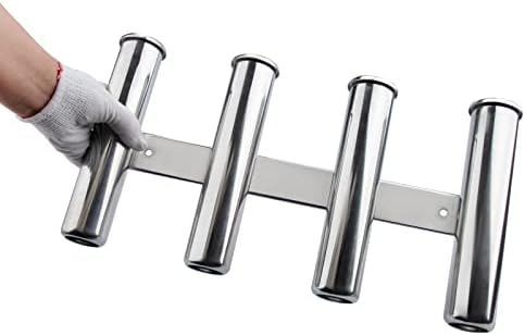 Fishing Rod Holder for Boat, Vertical Wall Mounted Fishing Rod Rack, Stainless Steel Rod Holder for Marine Boat,Fishing Boat, Truck (4 Tubes Standard) by XinKunmarine