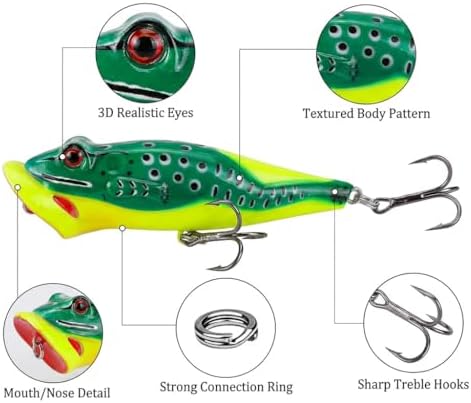 Popper Fishing Lures Topwater Hard Baits Swimbait with Treble Hook - Image 4