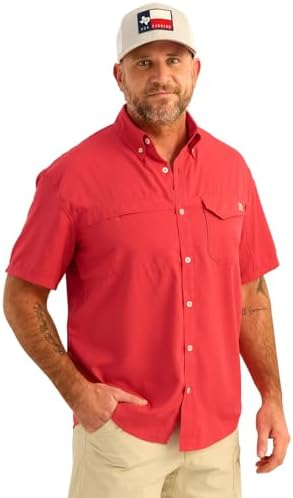 HUK Men's Tide Point Kc Scott Original Artwork Short Sleeve Shirt, Fishing Button Down by HUK